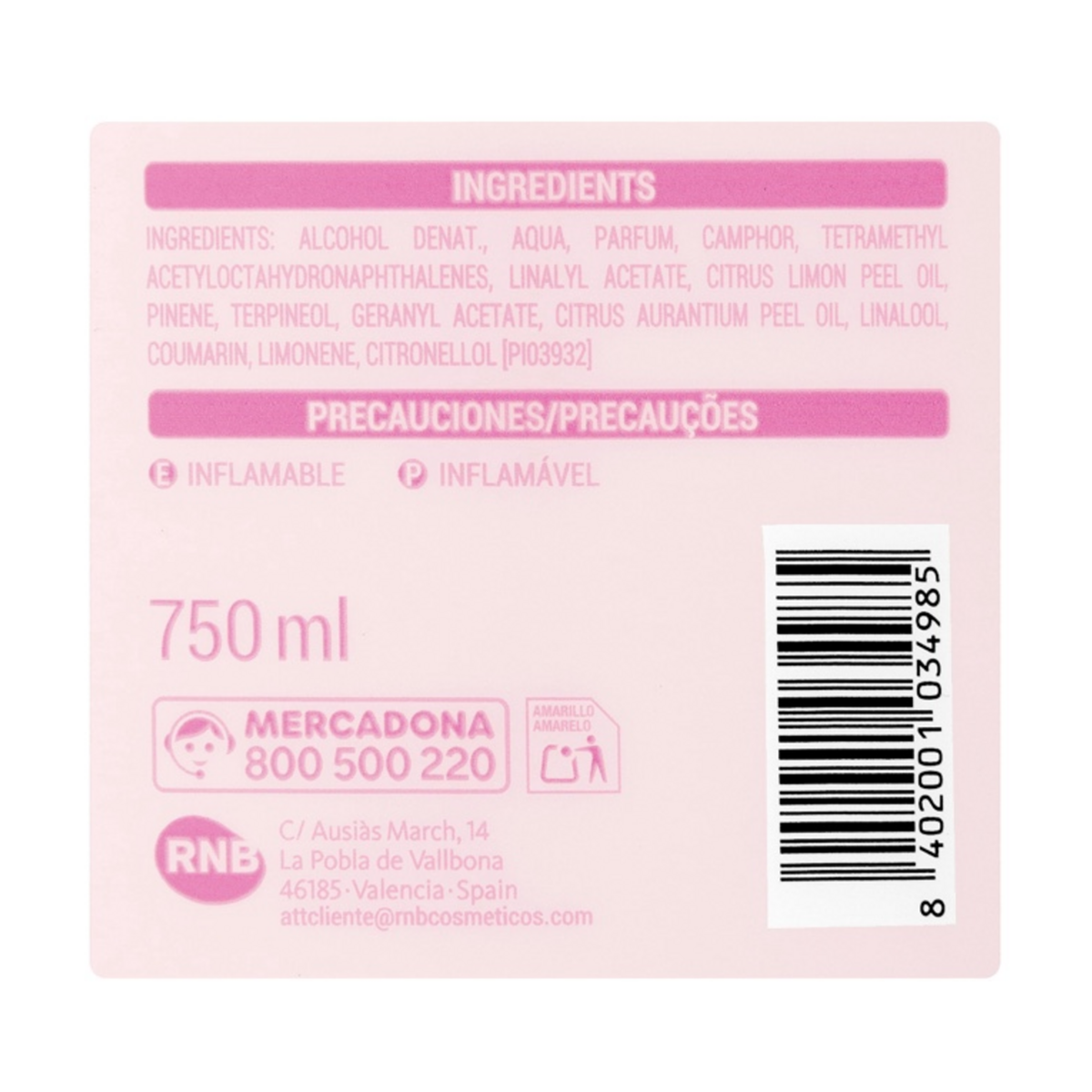 Floral Infusion Agua de Colonia – Jara; Gardenie (750 ml)