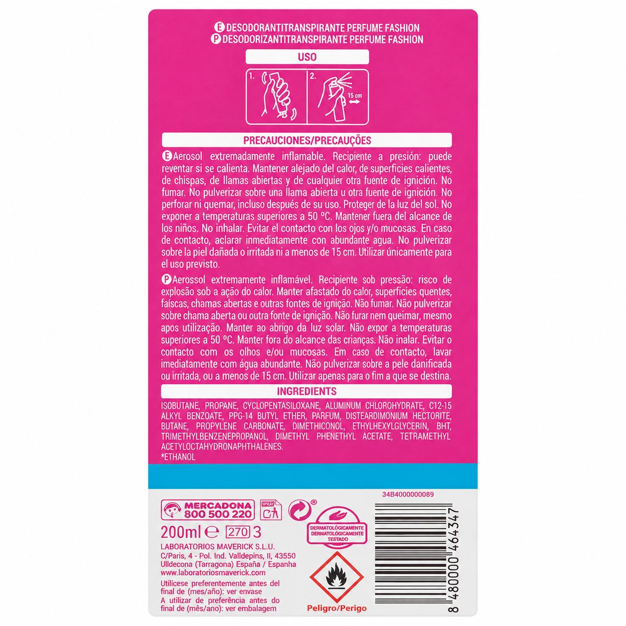 Deliplus Perfume Fashion Antitranspirant-Spray – 48 h – Alkoholfrei – 200 ml