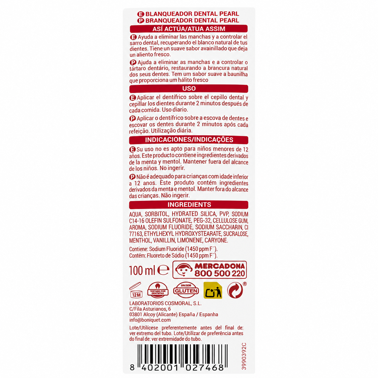 Deliplus balinošā zobu pasta Dental Pearl — vaniļas garša — 100 ml