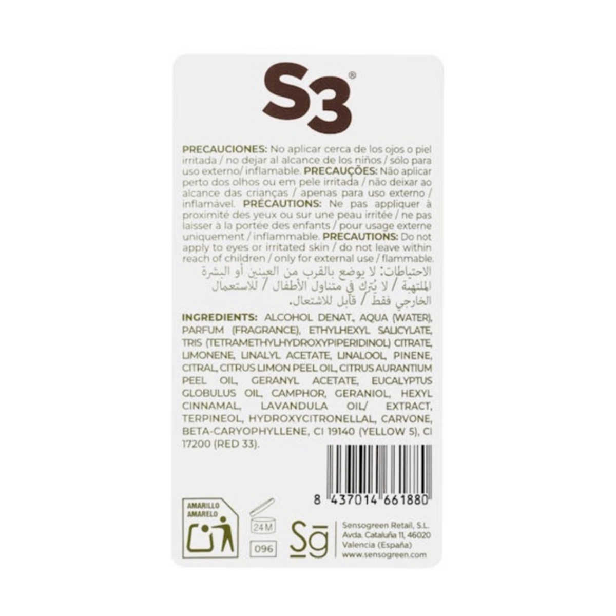 S3 Original Classic Fresh Agua de Colonia (750 ml)