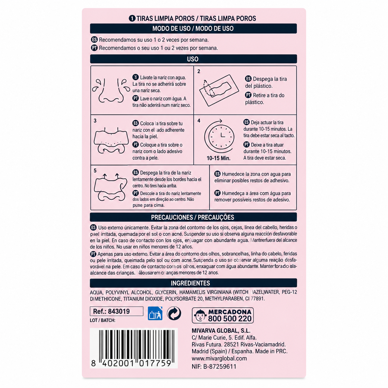 Deliplus Pore Cleansing Nose Strips - Blackhead Removal with Witch Hazel - Pack of 6