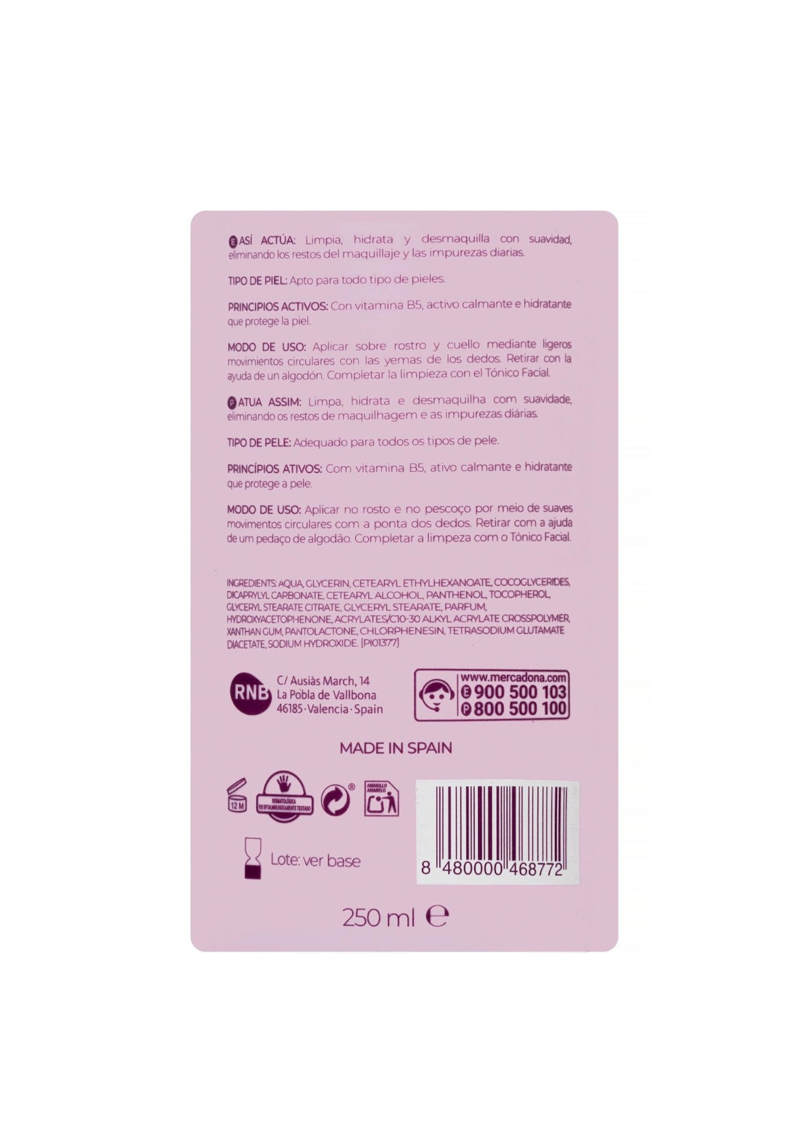 Cleansing Facial milk Facial Clean all skin types