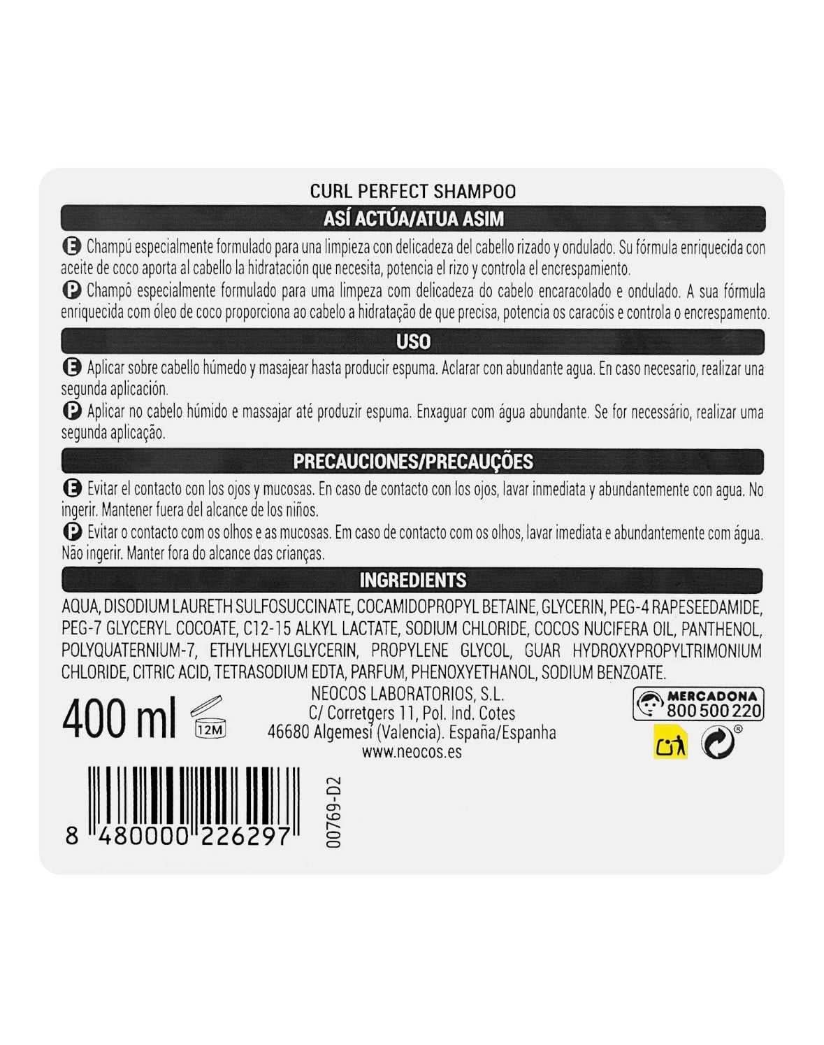 Curl Perfect Shampoo – Deliplus 400ml