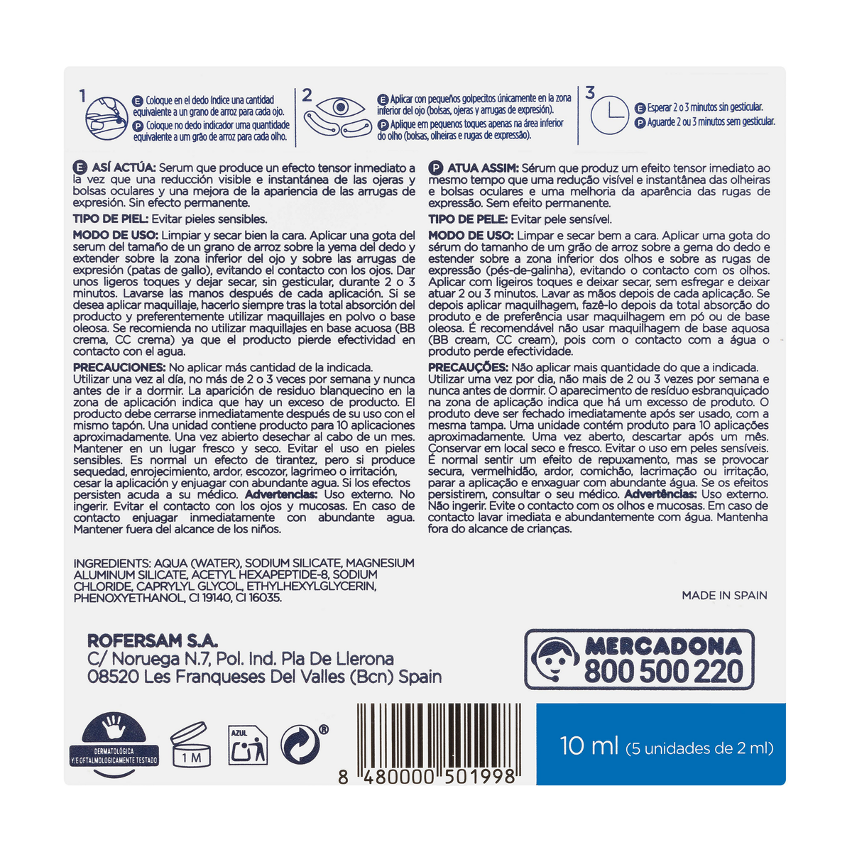 Deliplus Sisbela Reafirm Instant Under-Eye Serum – Bags & Dark Circles, 5 x 2 ml