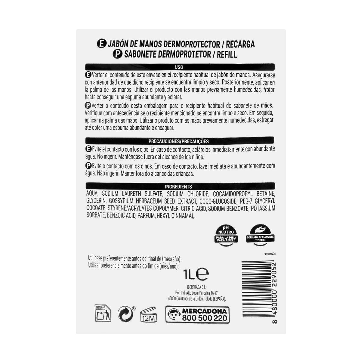 Deliplus Dermo Protect Hand Soap Refill with Cotton Extract – 1 L