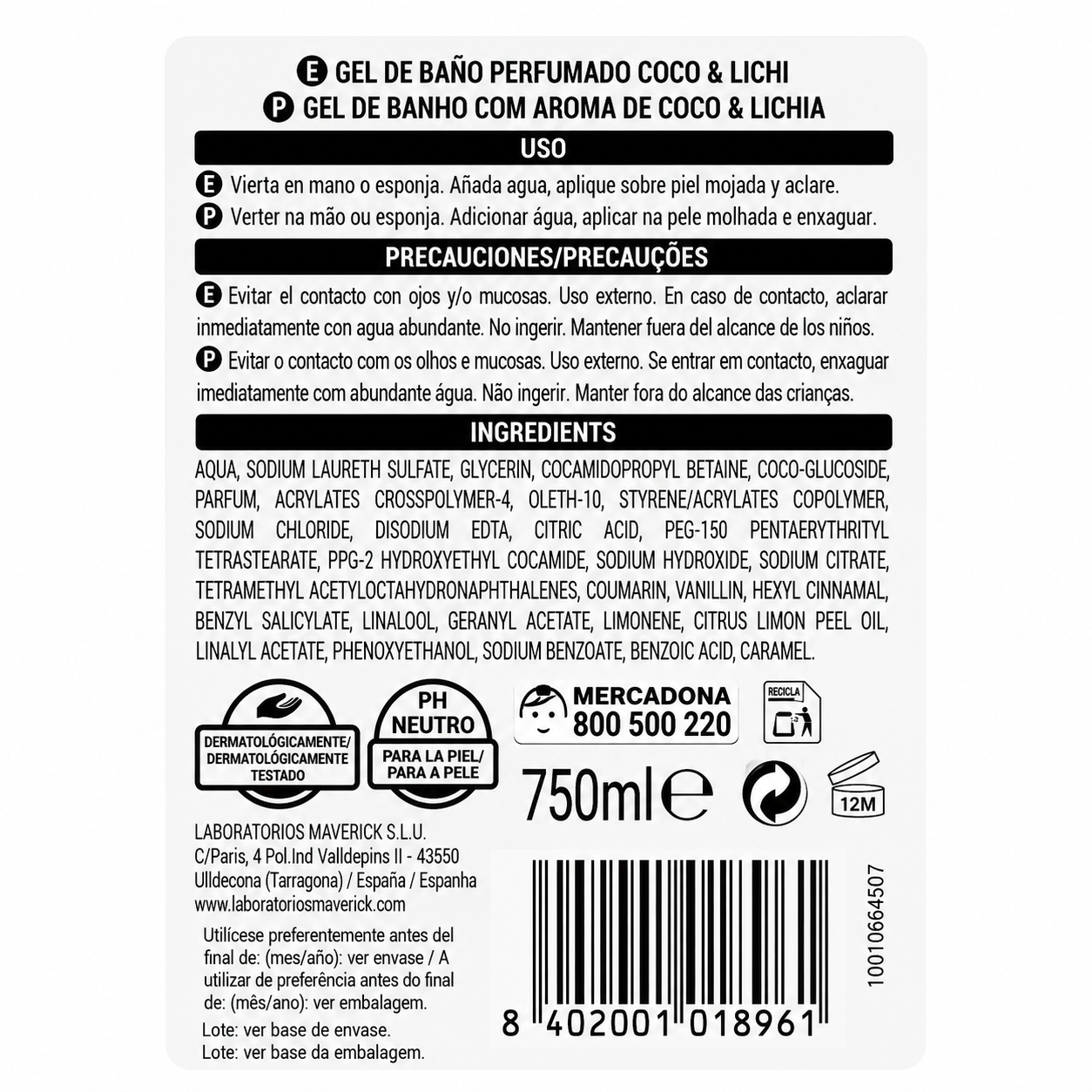 Deliplus Kokos & Litschi Parfümiertes Duschgel