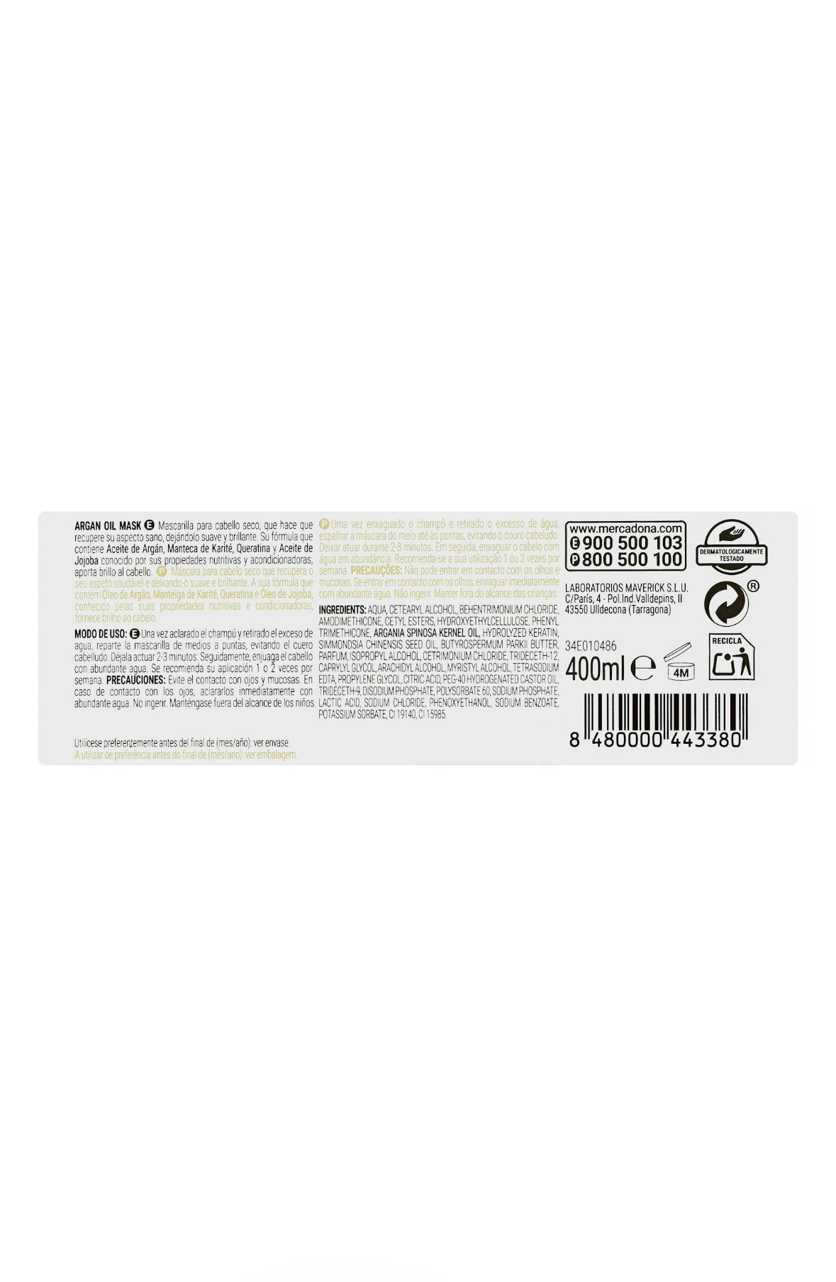 Deliplus Argan oil hair mask without rinse for dry and damaged hair
