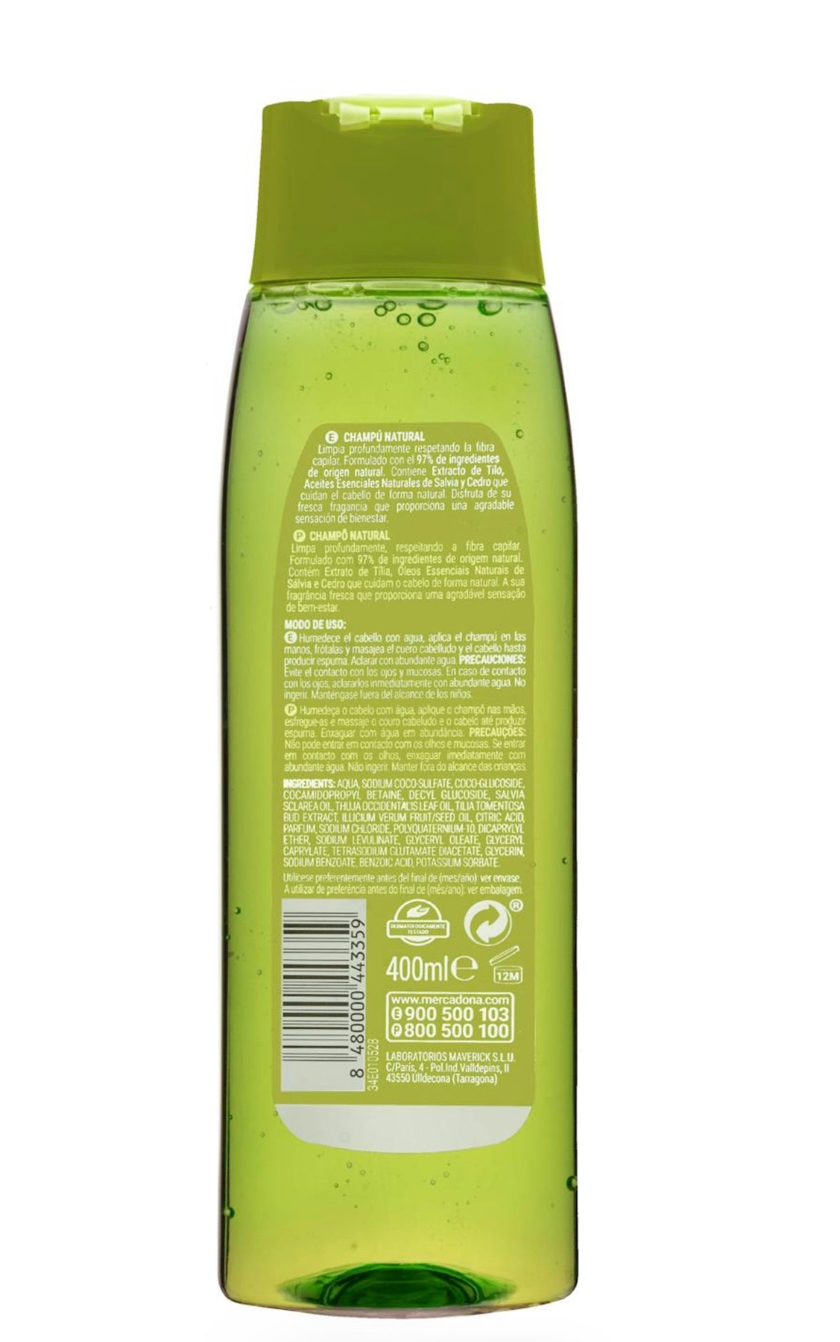 Deliplus Natürliches Shampoo für alle Haartypen mit Lindenextrakt sowie Salbei- und Zedernöl, 97 % natürlichen Ursprungs