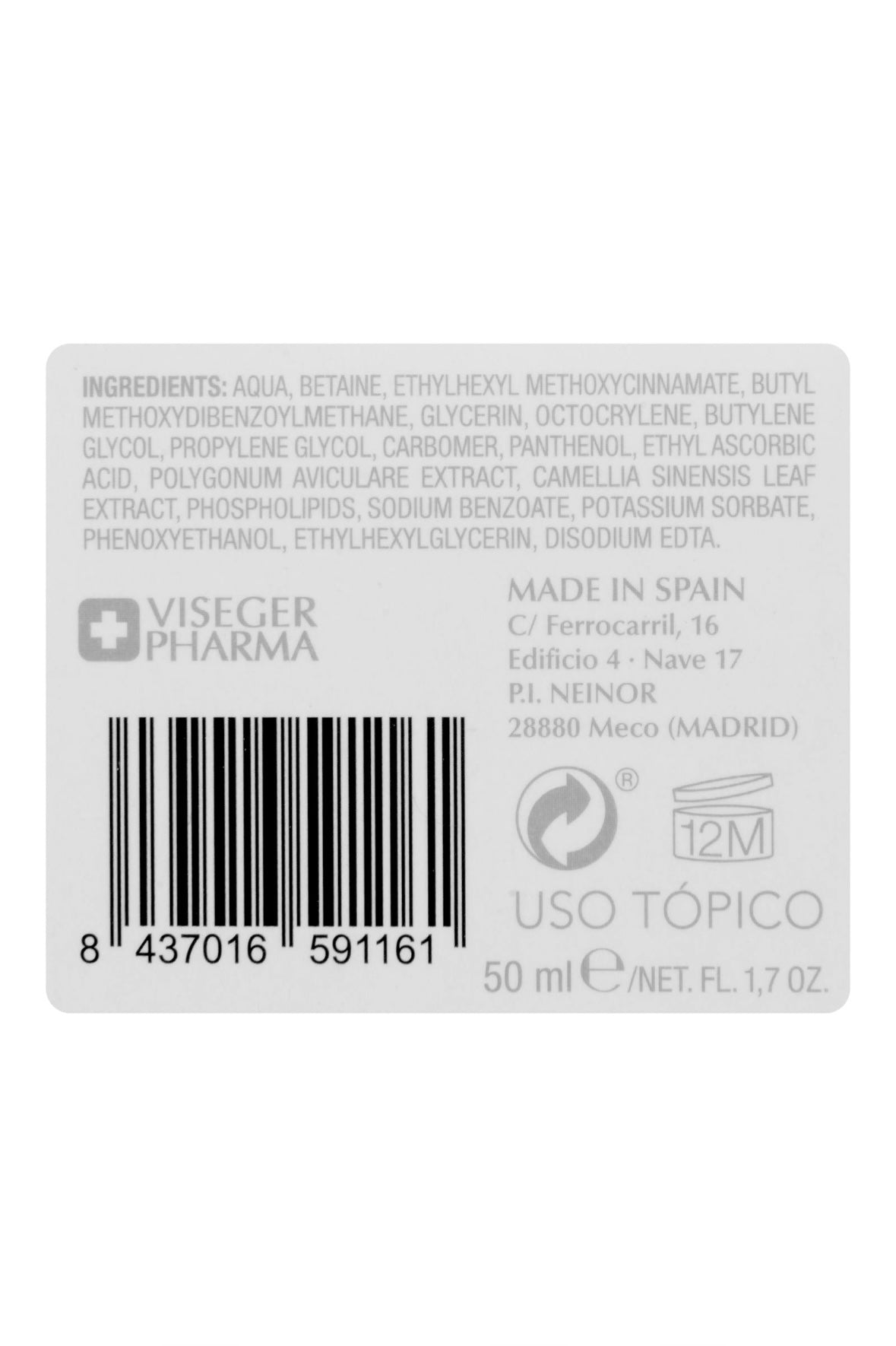 Крем для лица Viseger Pharma с витамином C SPF 50+ для всех типов кожи