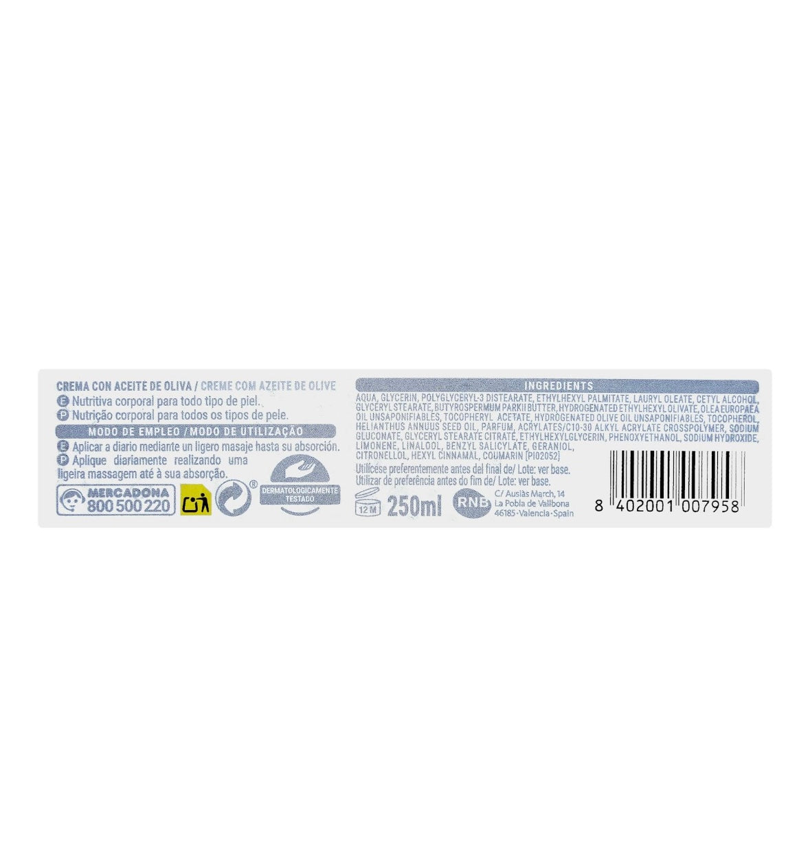 Deliplus Olive Oil Body Cream For All Skin Types, 250 ml