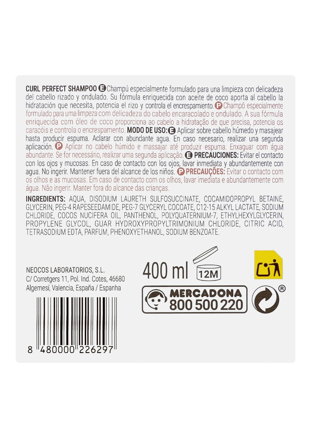 Deliplus Curl Perfect Shampoo for curly hair suitable for curly method