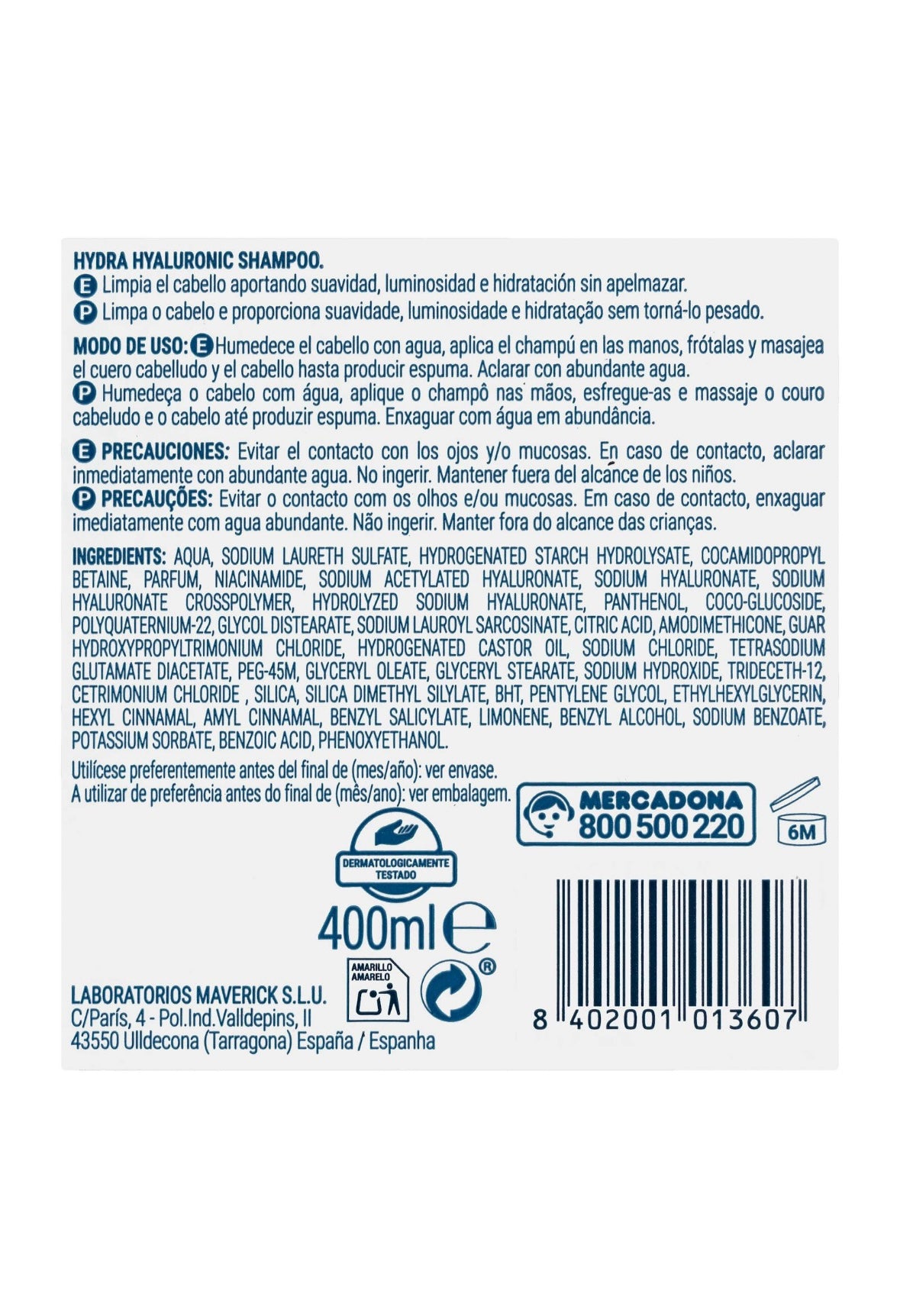 Deliplus Hydra hyaluronic shampoo with hyaluronic acid, niacinamide and provitamins B5 for normal to dry hair