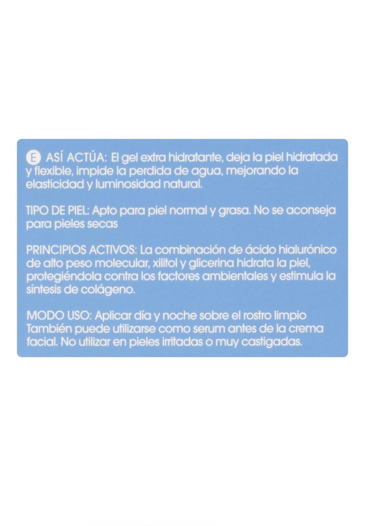 Deliplus Hydrates hyaluronic acid facial gel normal and oily skin