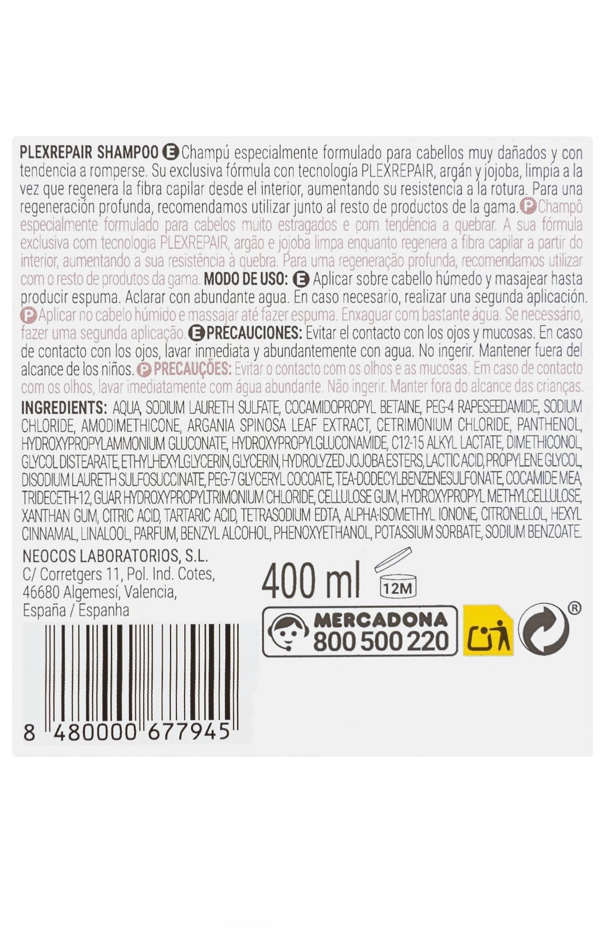 Deliplus Plex Repair shampoo damaged hair with argan i jojoba