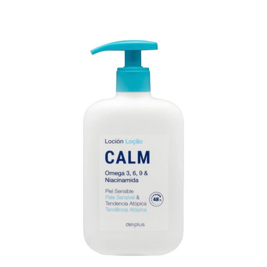 Deliplus Calm ķermeņa losjons ar omega 3, 6, 9 un niacinamīdu jutīgai un atopiskai ādai