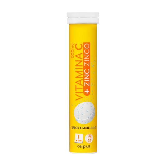 Deliplus Vitamin C 500mg + Zinc Effervescent Tablets, Lemon (20 tablets)