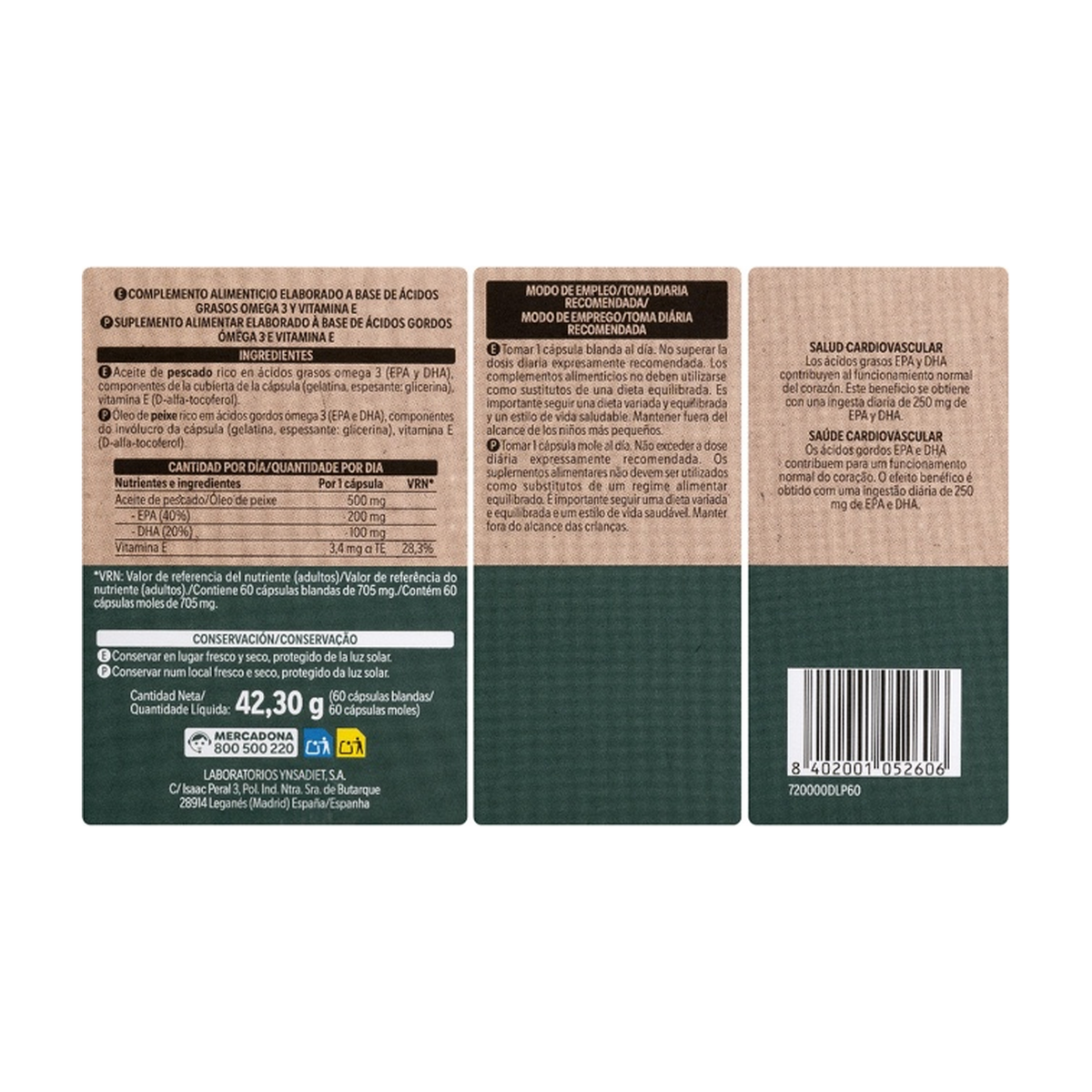 Deliplus Omega 3 — EPA 200mg un DHA 100mg (60 kapsulas)