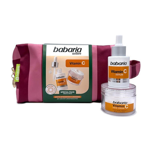 Babaria Vitamin C Serum and Face Cream with cosmetic bag