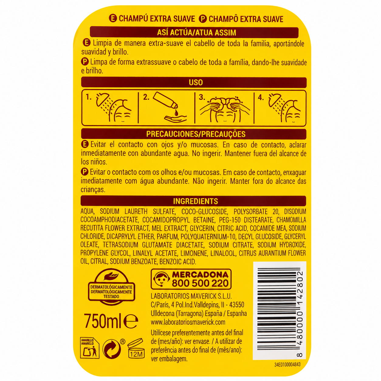Deliplus Extra-Mildes Shampoo Honig & Kamille 750ml