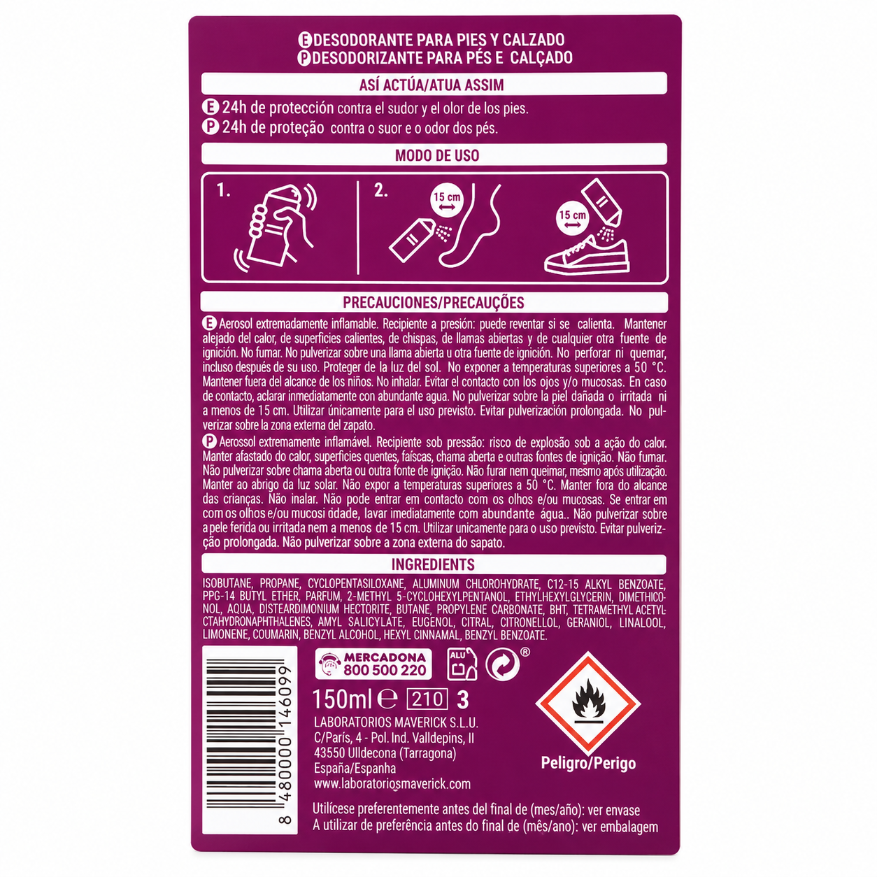 Deliplus Fresh and Dry ; aérosol déodorant pour les pieds - chaussures - 24h - 150ml