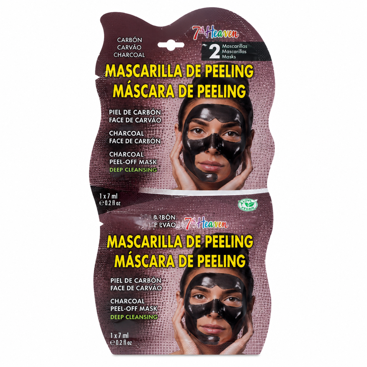 7th Heaven Charcoal Peel-Off Mask - Deep Cleansing - Pack of 2 (2 x 7ml)