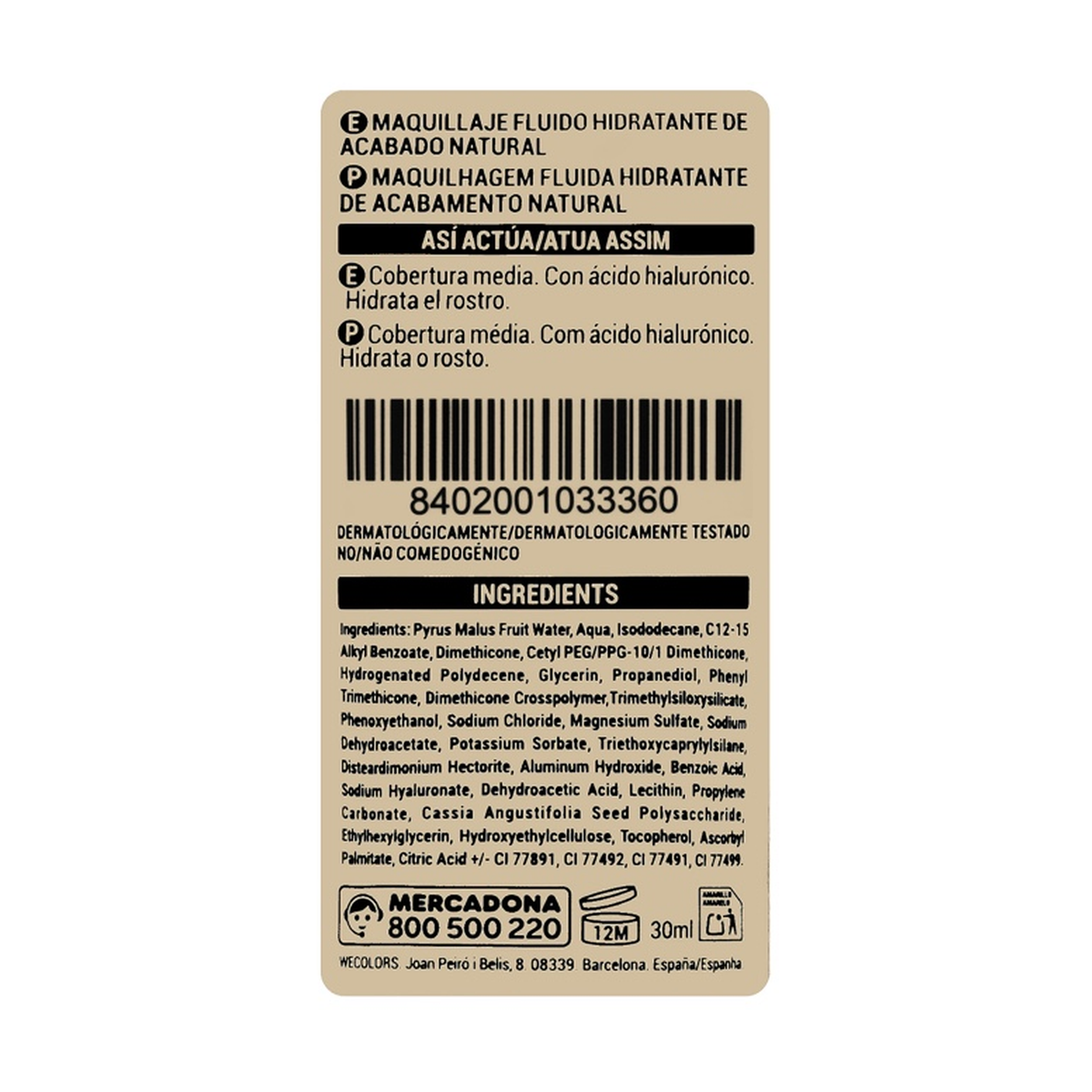Deliplus Hydra Fond de Teint à l'Acide Hyaluronique – Hydratant, Fini Naturel (30 ml) – 6 teintes