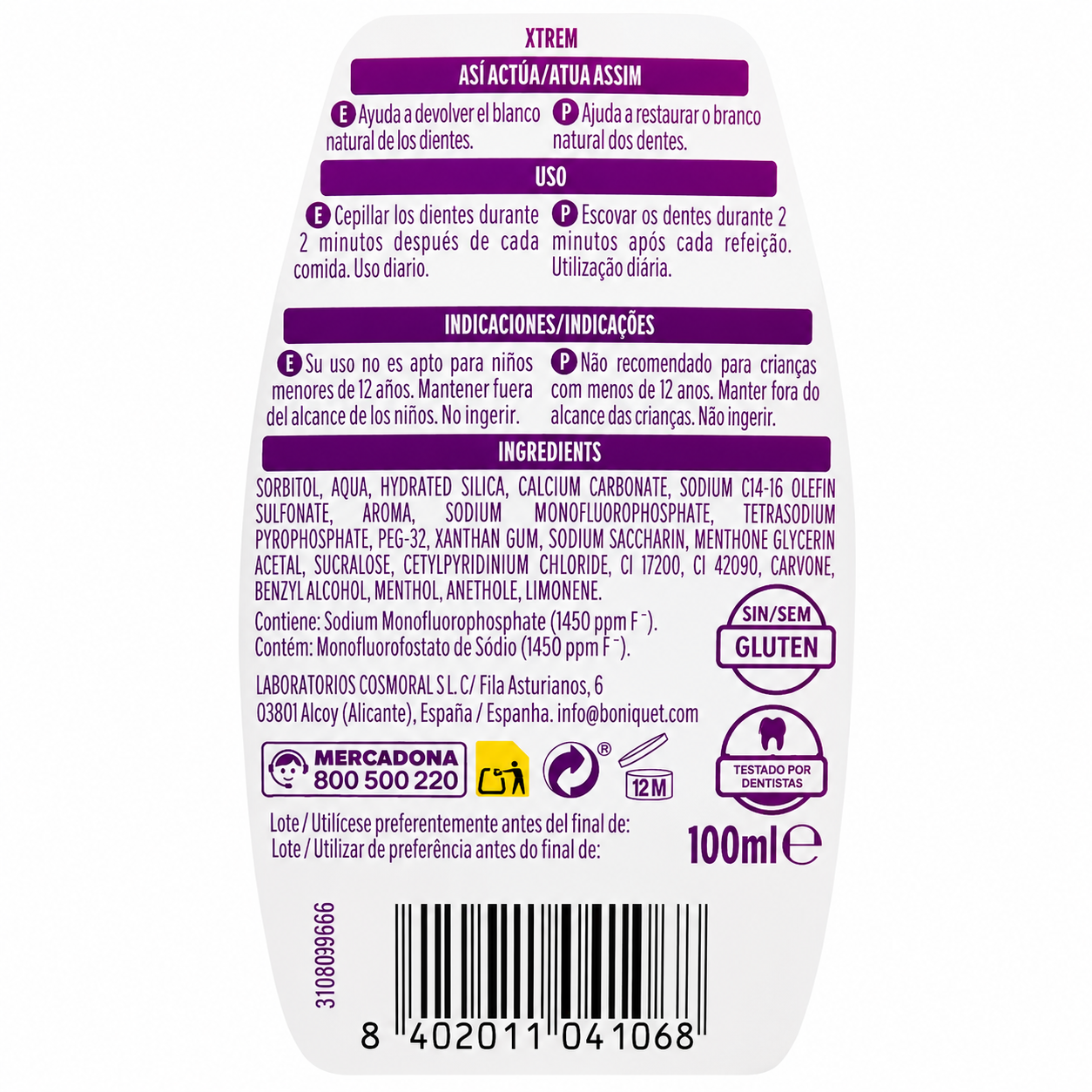 Dentifrice blanchissant Xtrem Deliplus - Fraîcheur intense - 100ml