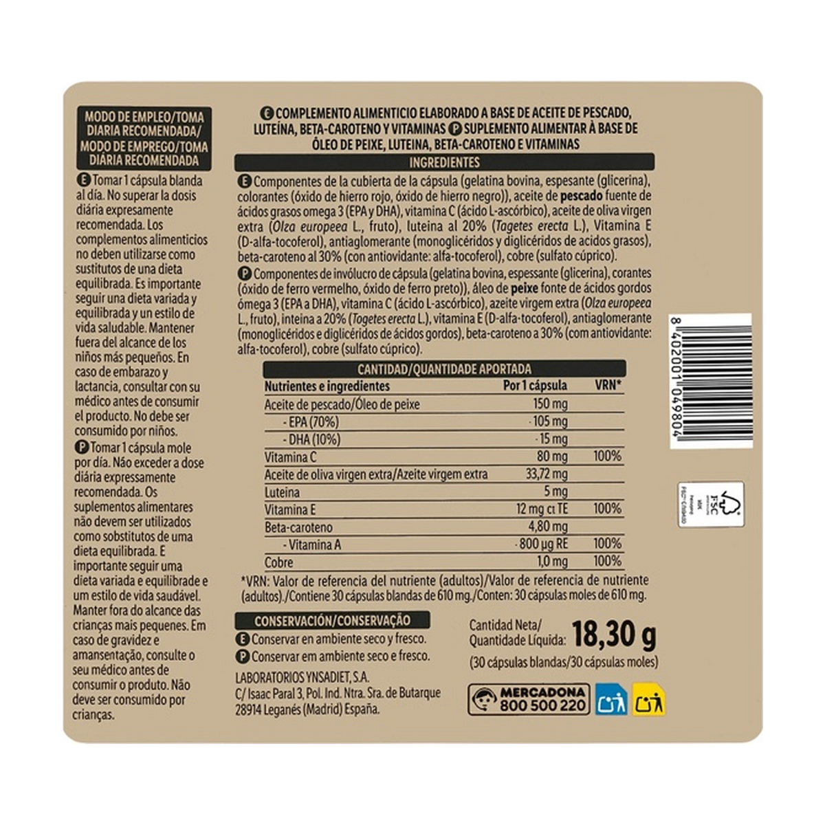 Deliplus Sol — Beta-karotīns, luteīns un varš (30 mīkstās kapsulas)