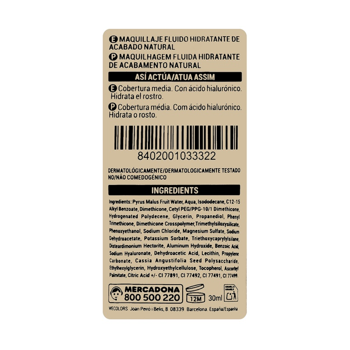 Deliplus Hydra Fond de Teint à l'Acide Hyaluronique – Hydratant, Fini Naturel (30 ml) – 6 teintes