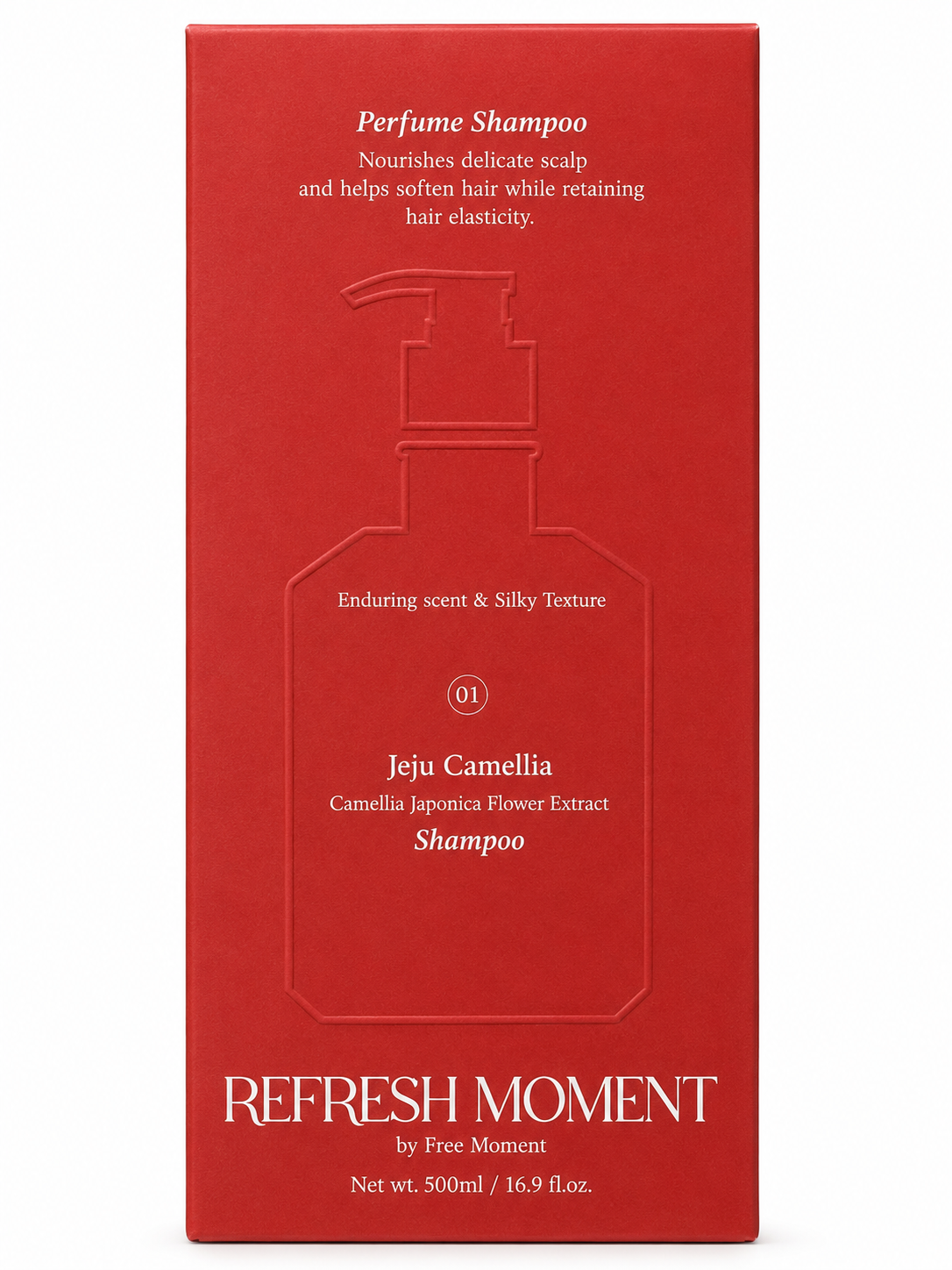 Refresh Moment Parfüm Shampoo 01 Jeju Kamelie – Koreanisches nährendes und weichmachendes Blumenshampoo, 500 ml