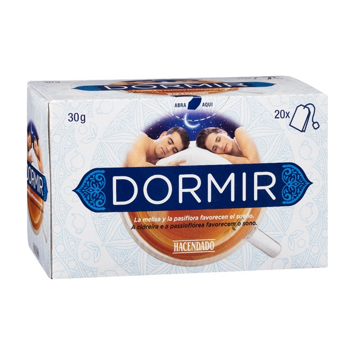 Hacendado Dormir Sleep Infusion — Lemon Balm, Passionflower & Valerian (20 Tea Bags, 30 g)