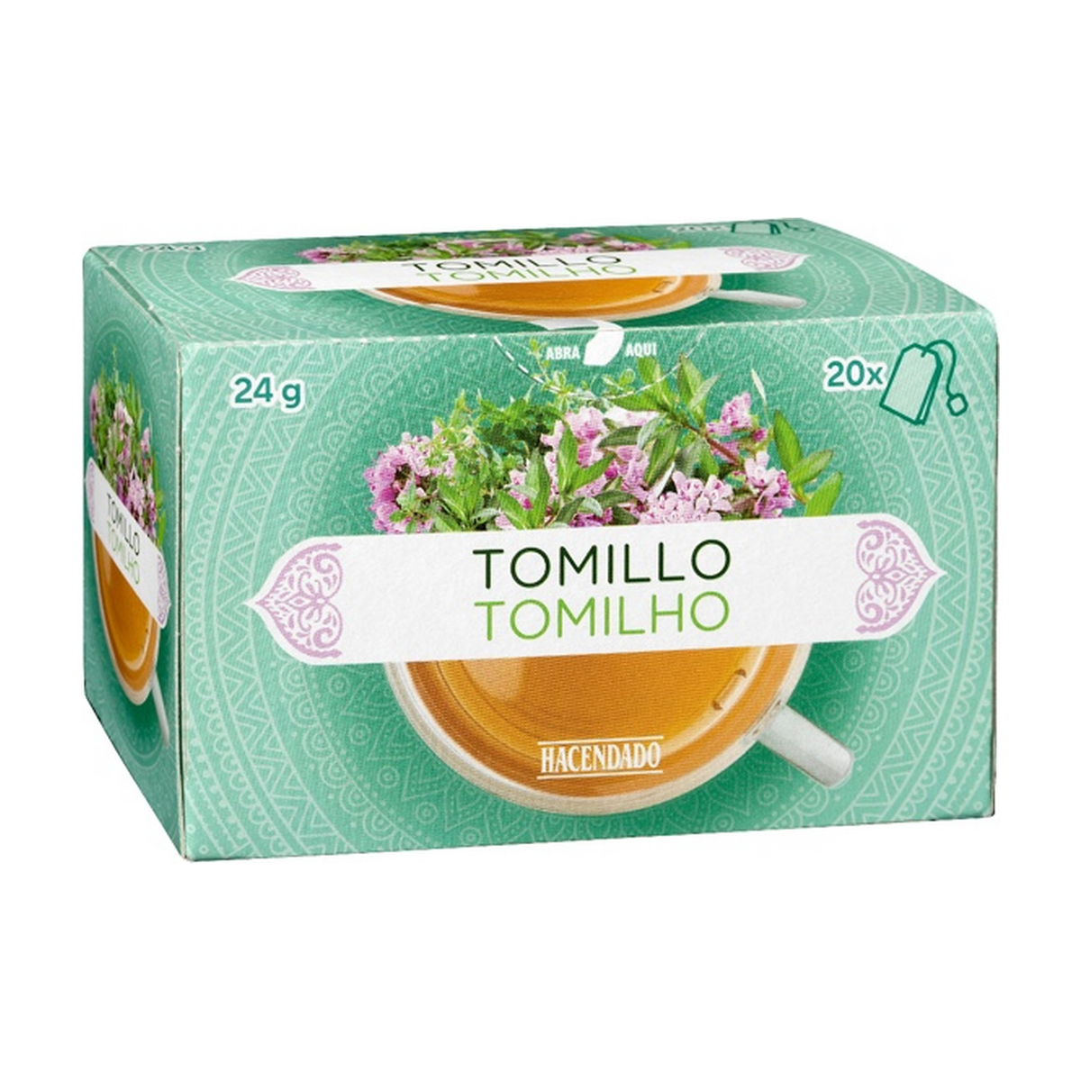 Hacendado Thyme Infusion (Tomillo) — 20 Tea Bags (24 g)