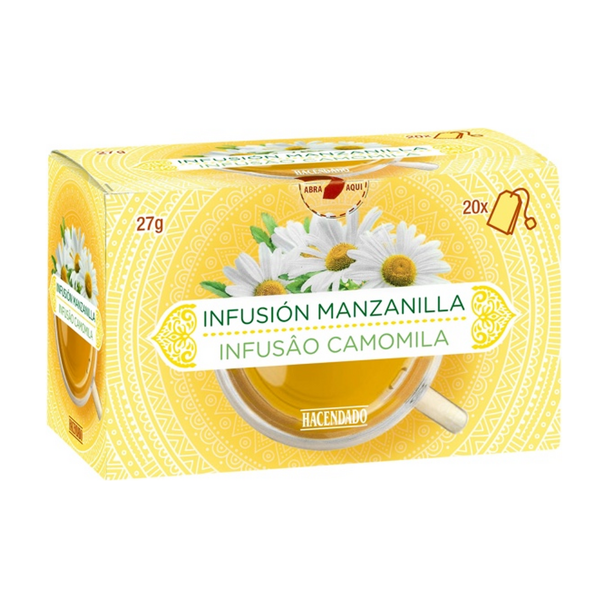 Hacendado Chamomile Infusion (Manzanilla) — 20 Tea Bags (27 g)
