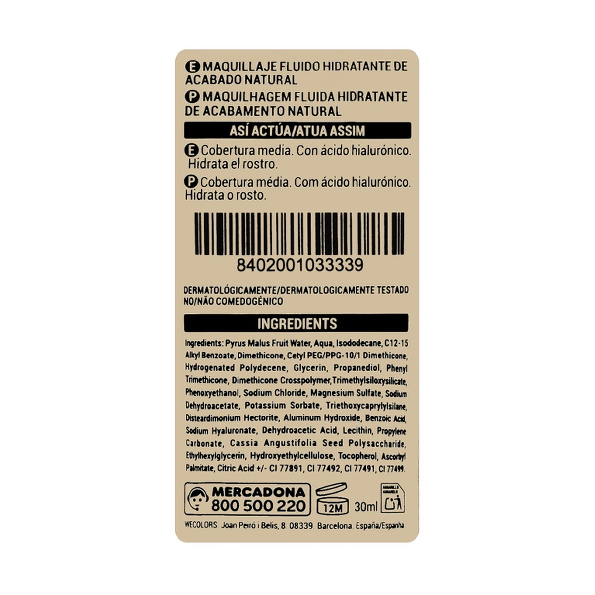 Deliplus Hydra Fond de Teint à l'Acide Hyaluronique – Hydratant, Fini Naturel (30 ml) – 6 teintes