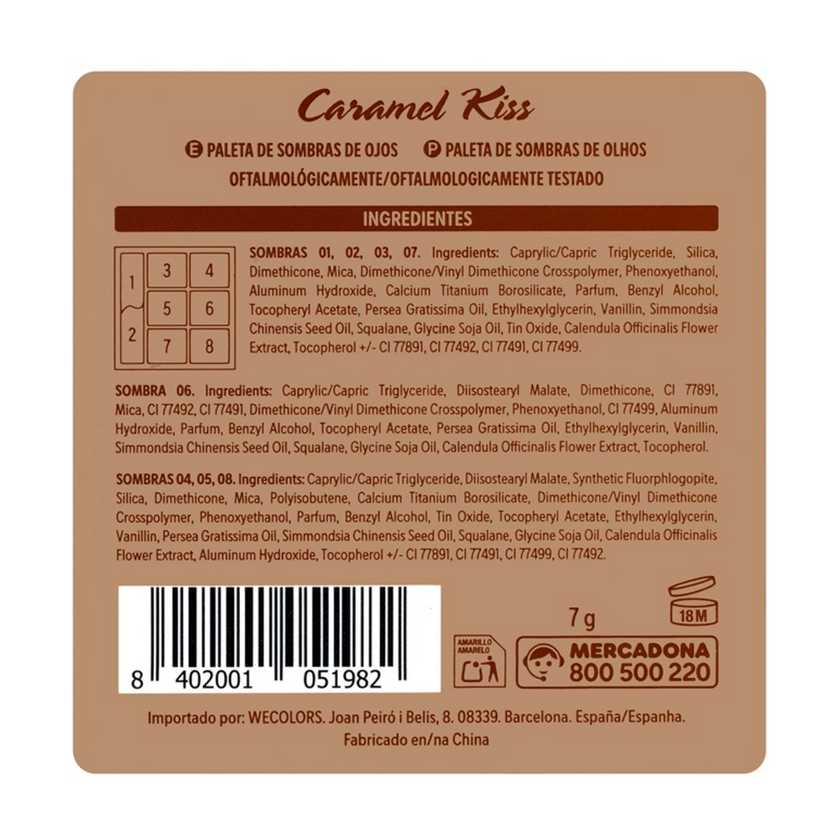 Deliplus Caramel Kiss acu ēnu palete - 8 silti toņi, 7 g