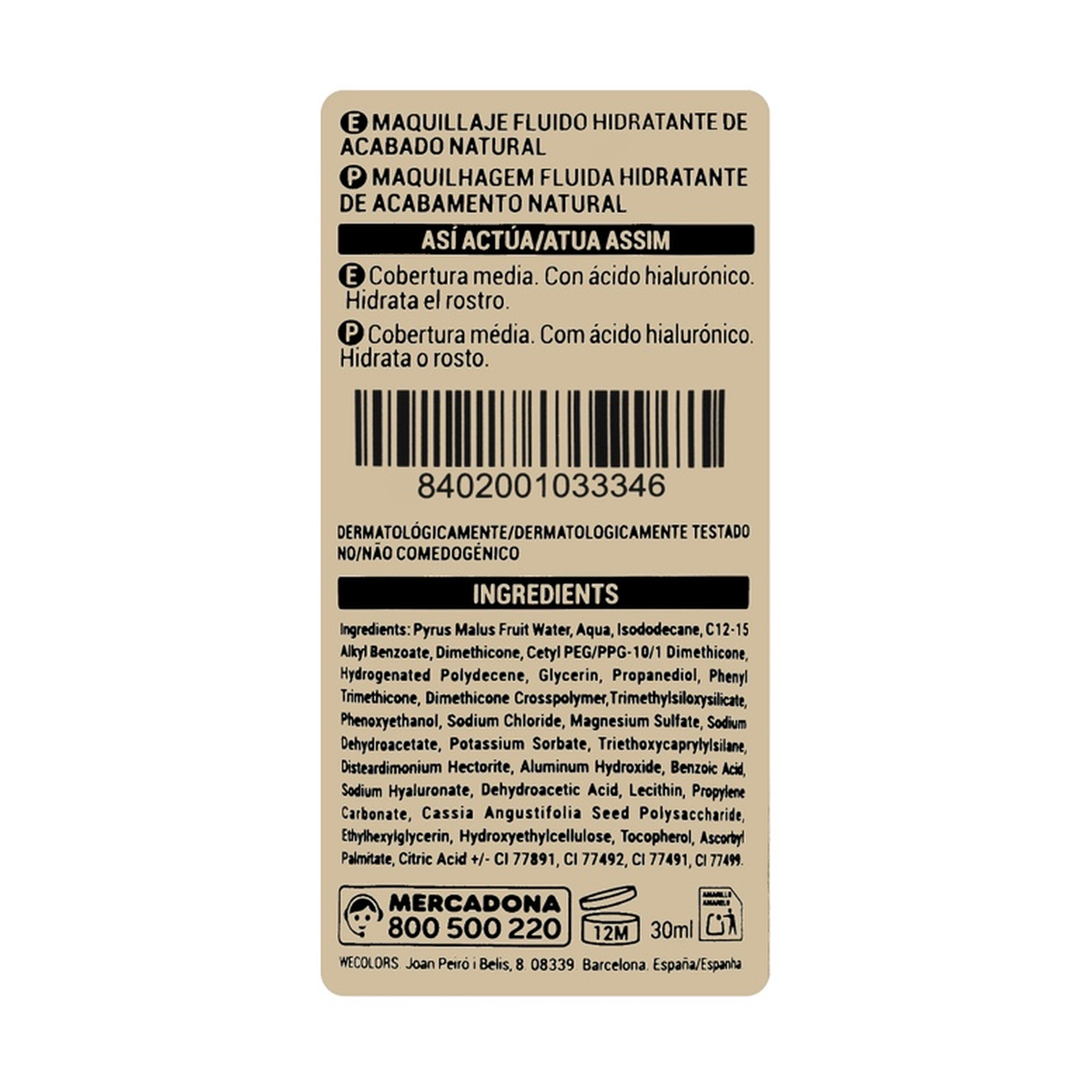 Deliplus Hydra Fond de Teint à l'Acide Hyaluronique – Hydratant, Fini Naturel (30 ml) – 6 teintes