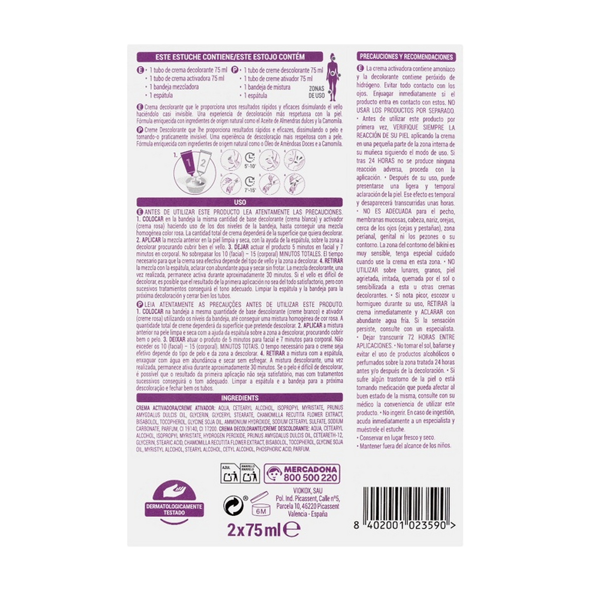 Deliplus matu balināšanas krēma komplekts (Decolorante) 2x75 ml