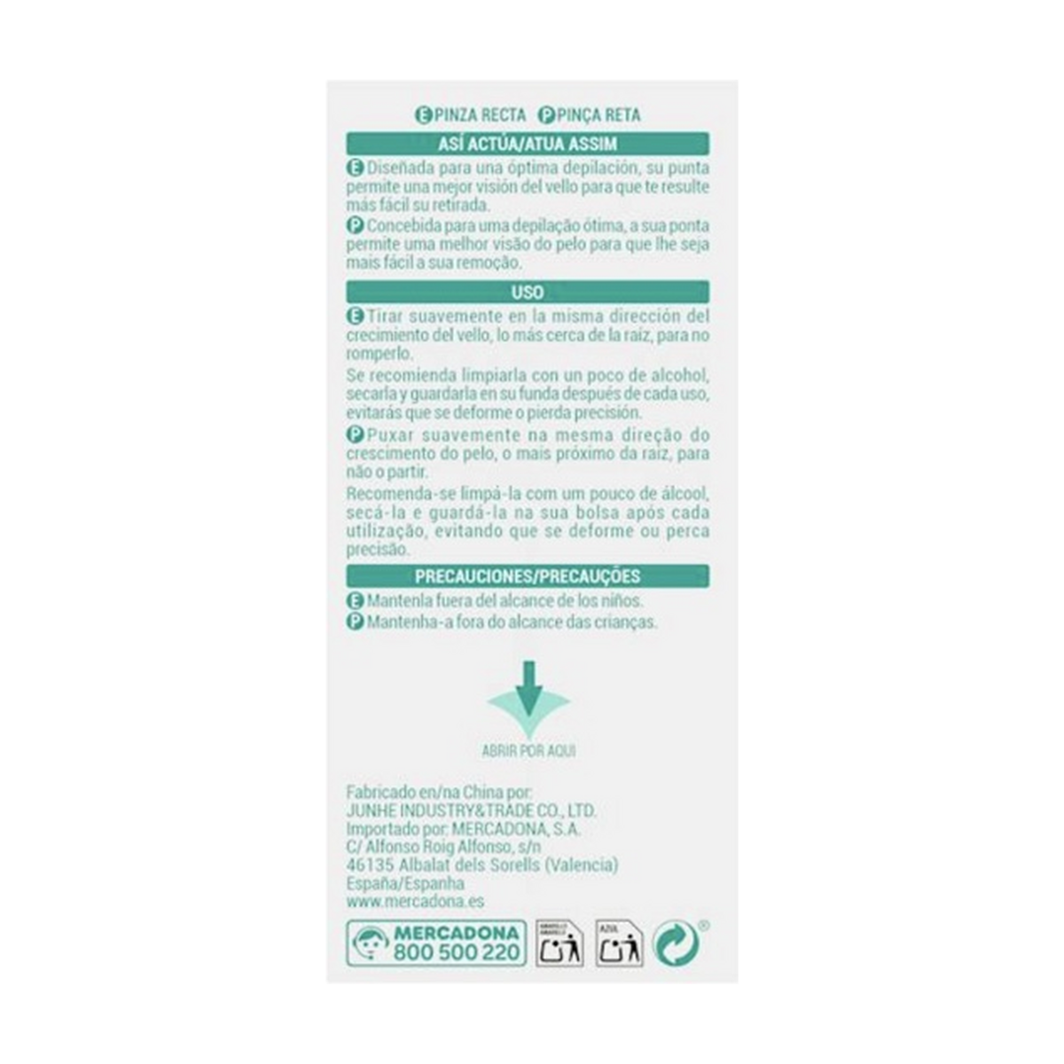Deliplus taisnās pincetes (Pinza Recta)