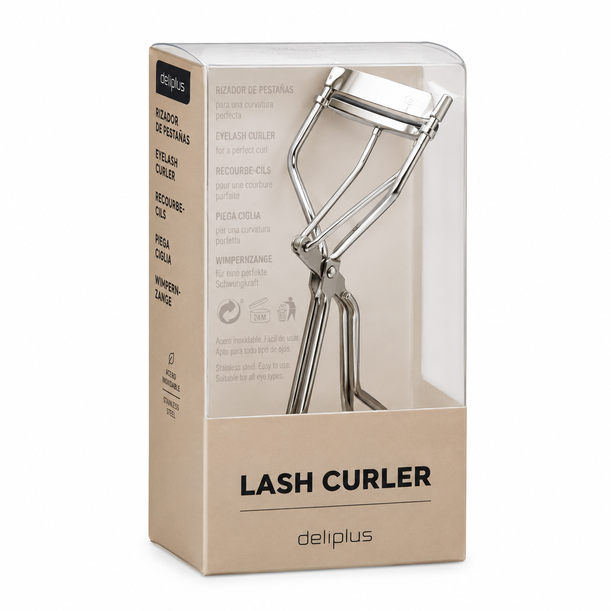 Recourbe-cils Deliplus – Recourbe-cils en acier inoxydable avec 2 coussinets de rechange  