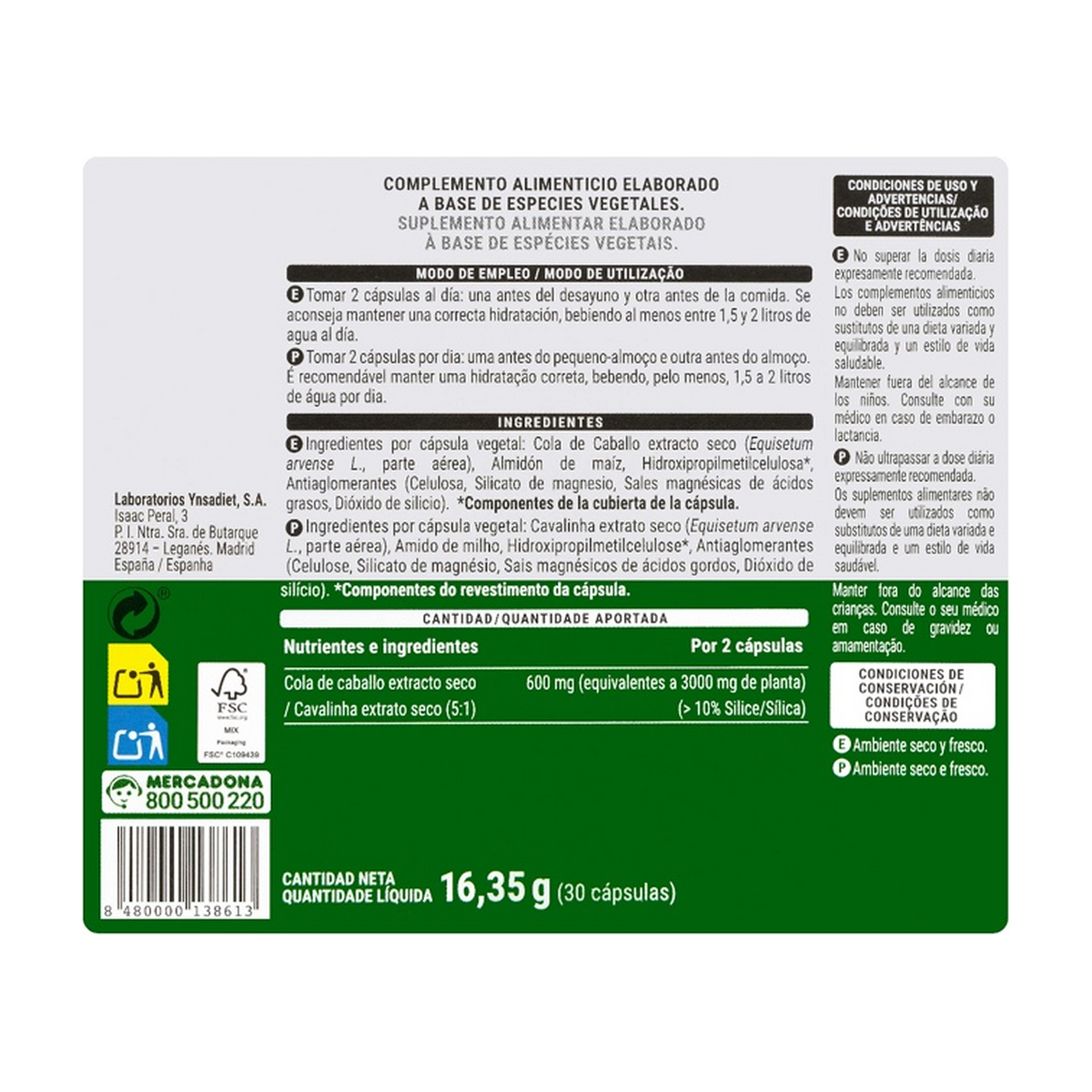 Deliplus kosa (Equisetum arvense) 600mg E.S. (30 kapsulas)