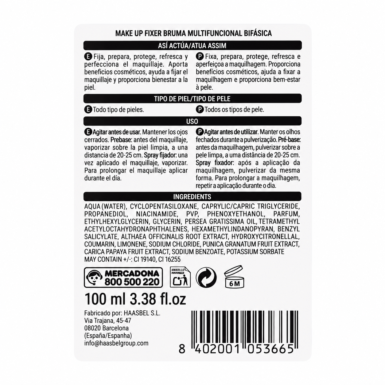 Spray Fixateur Multifonction Biphase Deliplus Make Up