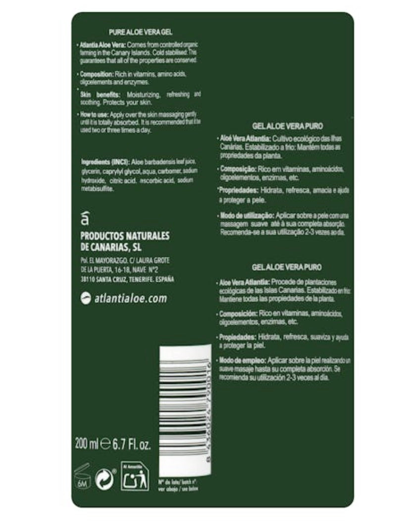atlantia aloe vera Atlantia Reines Aloe Vera Gel 200ml – Beauté Magasin