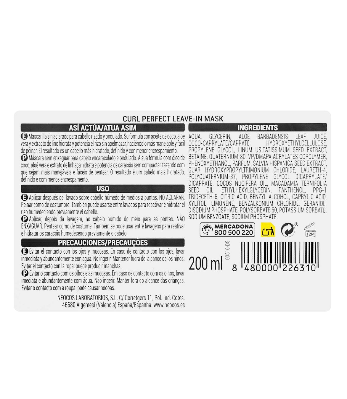 Curl Perfect Leave-In Mask – Deliplus 200ml