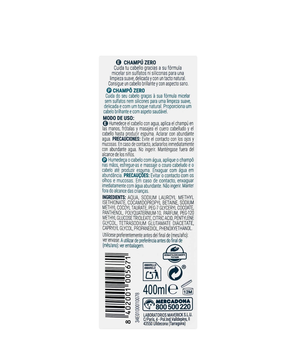Deliplus Zero šampūns 400ml