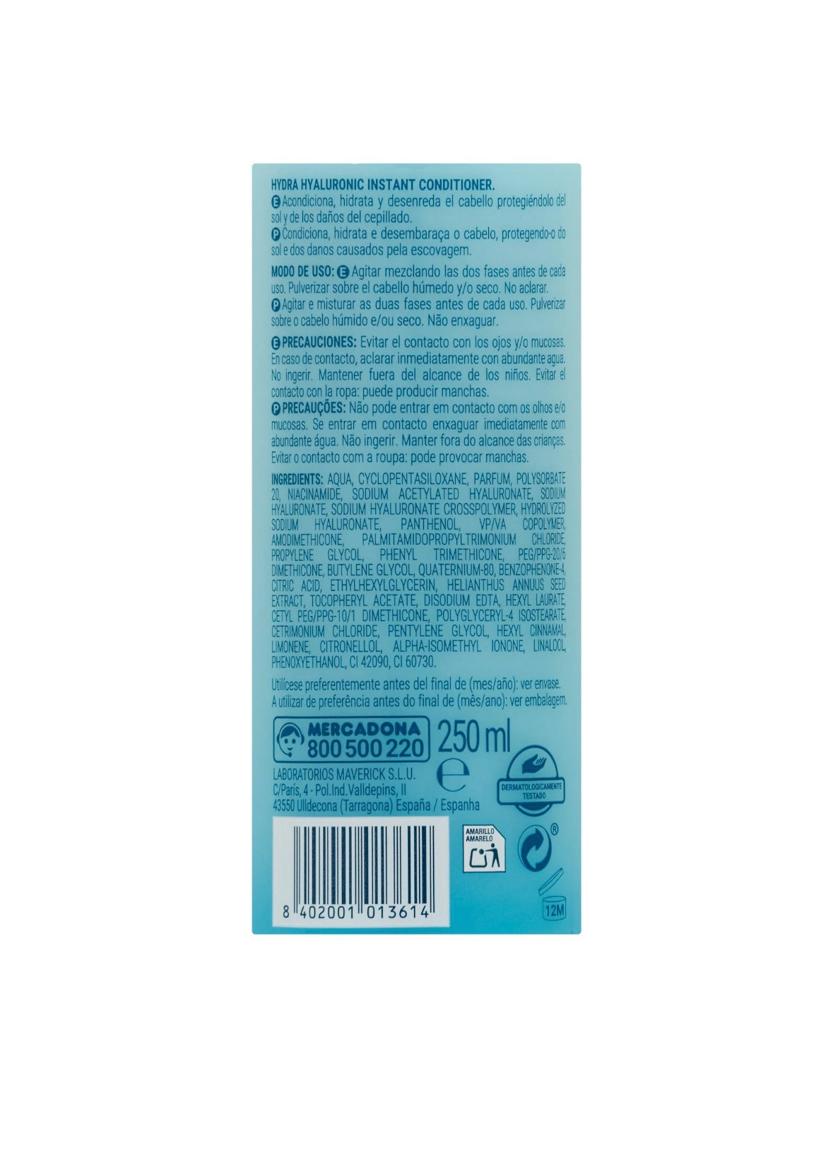 Deliplus Spray Après-Shampooing Instantané Hydra Hyaluronique avec Niacinamide & Pro-Vitamine B5