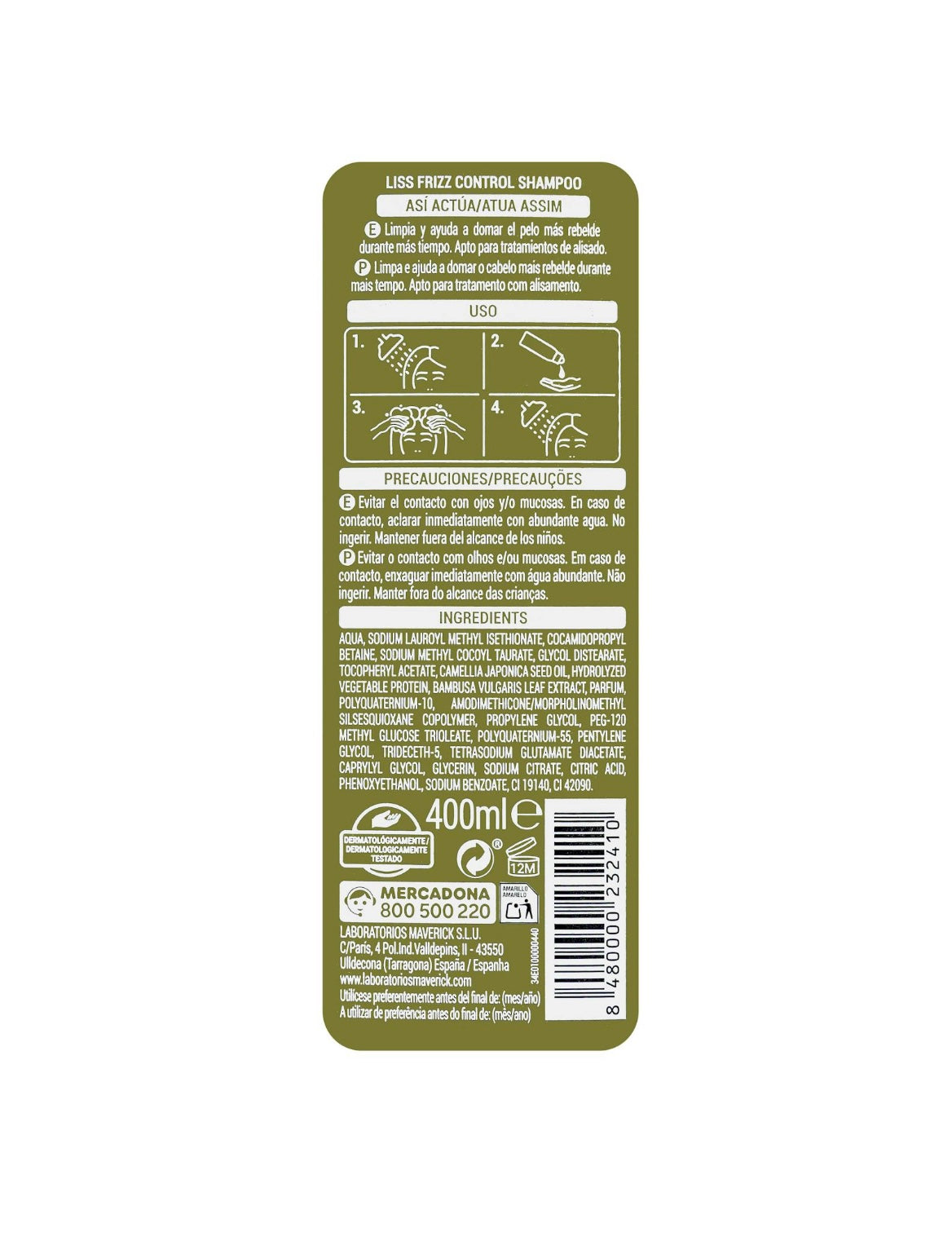 Liss Frizz Control Shampoo — Deliplus 400 ml