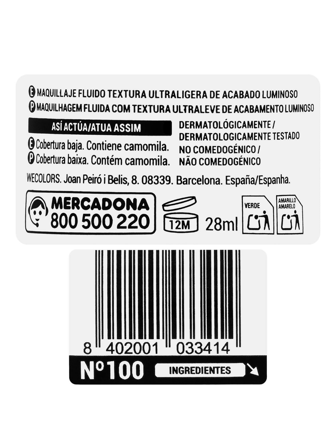 Fond de Teint Sérum Camomille 100 Beige Très Clair Deliplus