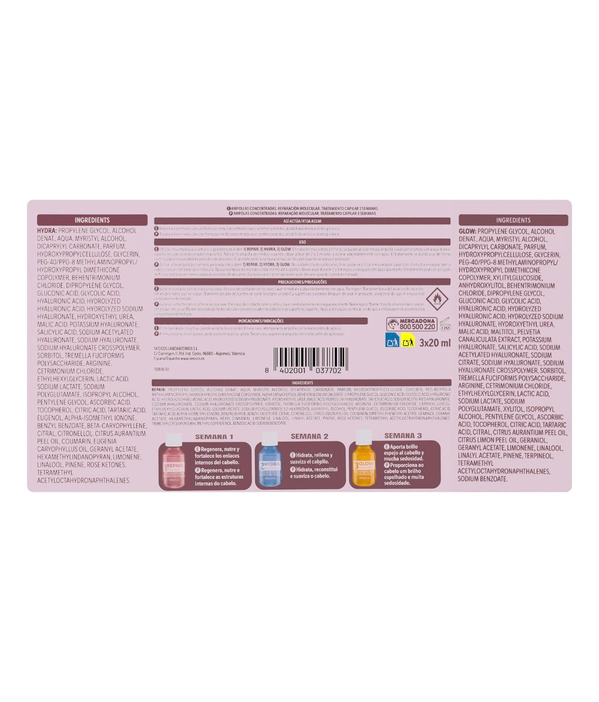 Deliplus Konzentrierte Haarampullen – Reparatur, Hydra & Glow (3x20ml)