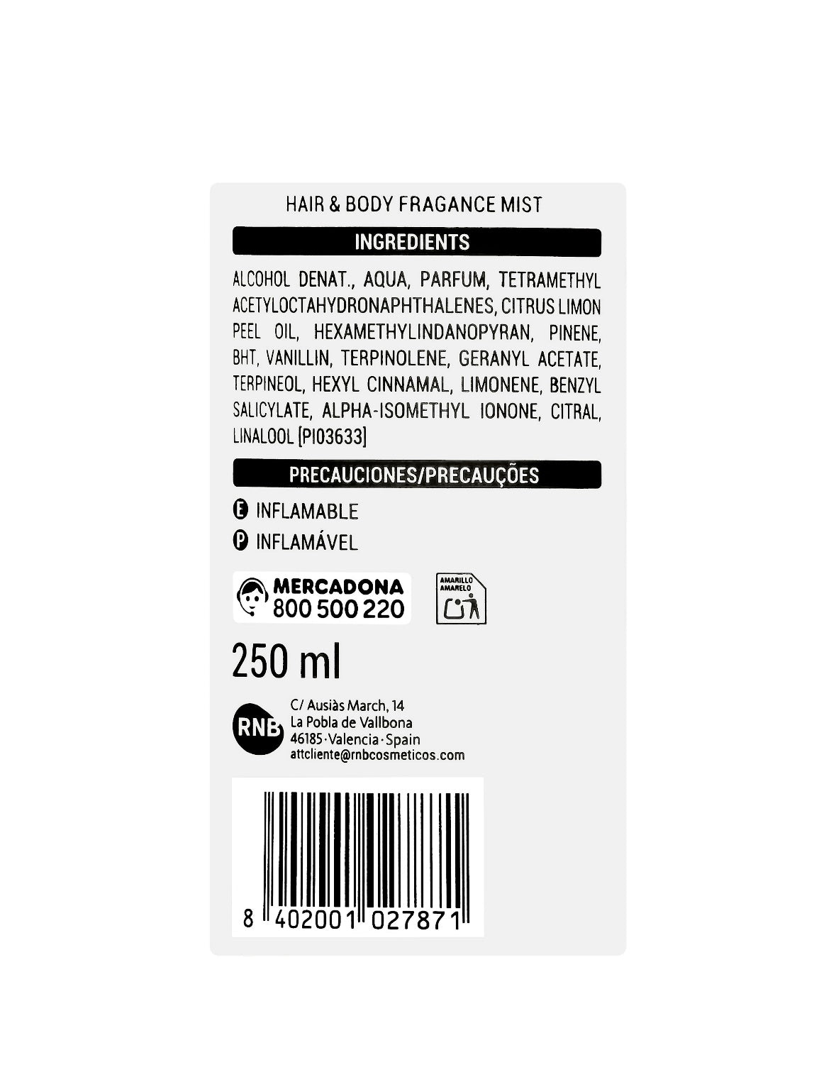 Brume parfumée cheveux et corps Vainilla Sunset 250ml — Deliplus