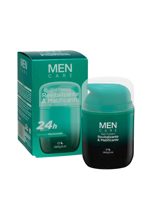 Revitalizing and Matifying 24H Men Face Care Gel with niacinamide Deliplus